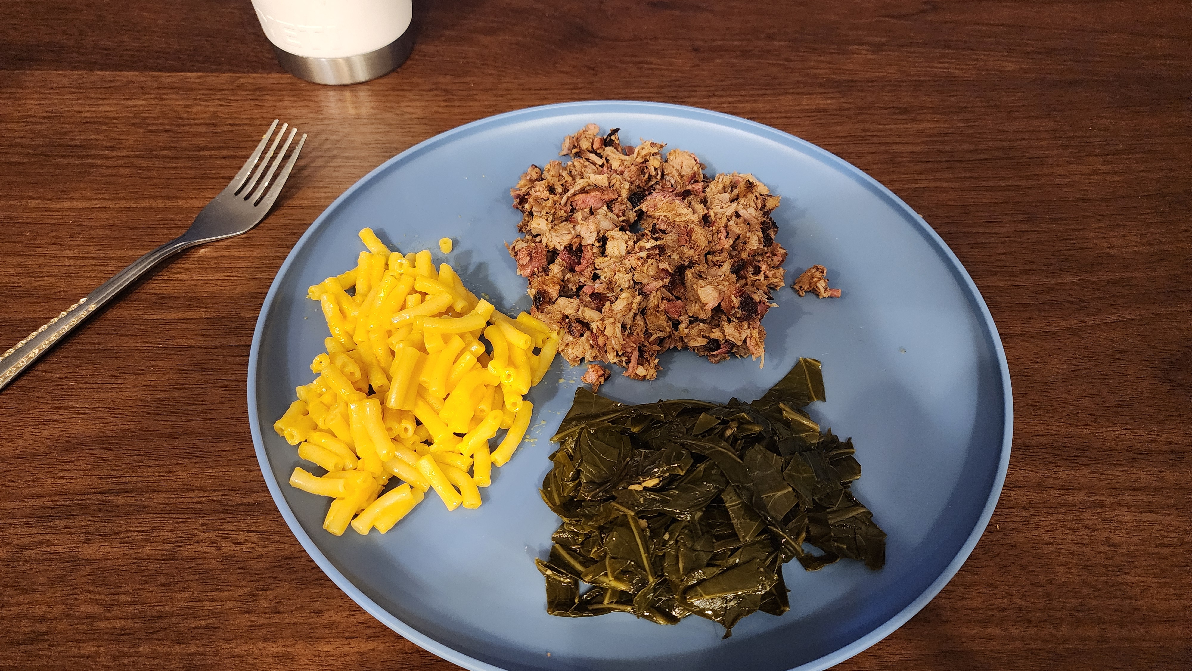 Collard greens and mac and cheese