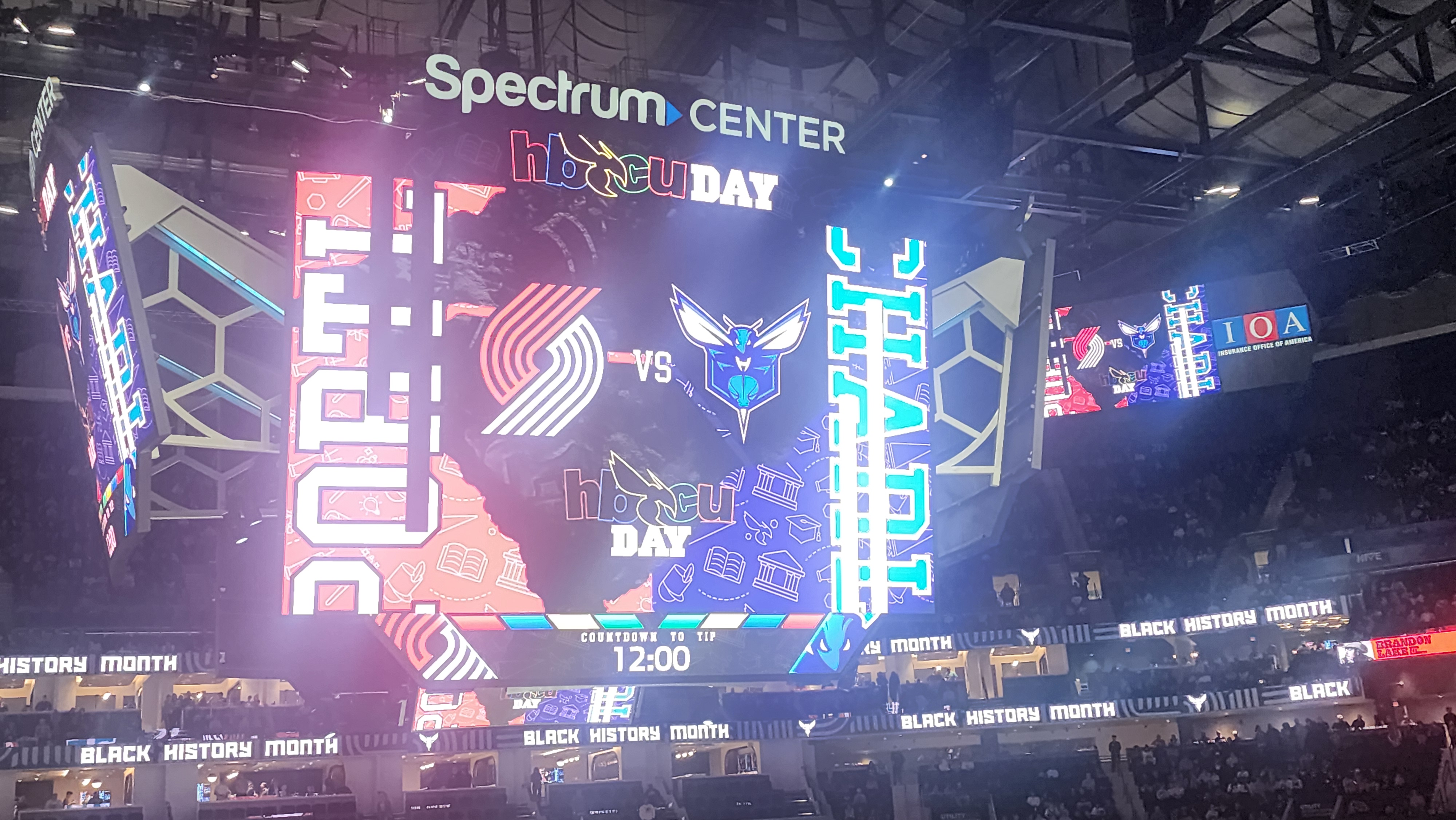 Spectrum Center Scoreboard on HBCU Day